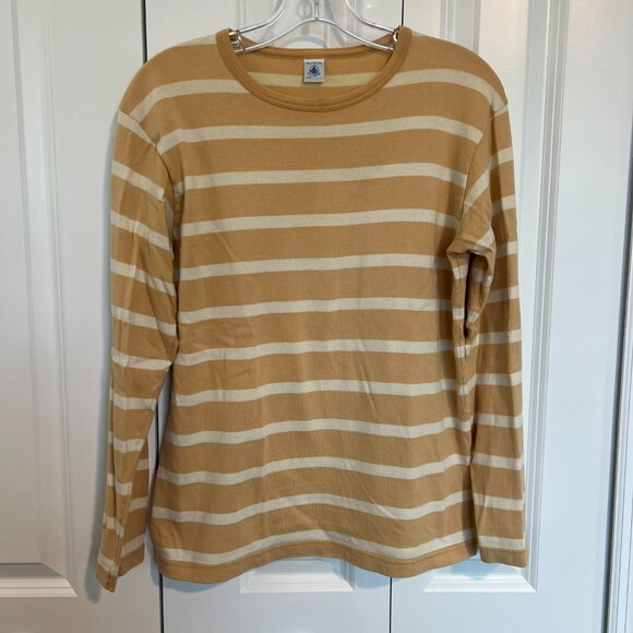 Vintage Petit Bateau Beige with White Stripes Long Sleeve Shirt Made in France - Picture 12 of 12